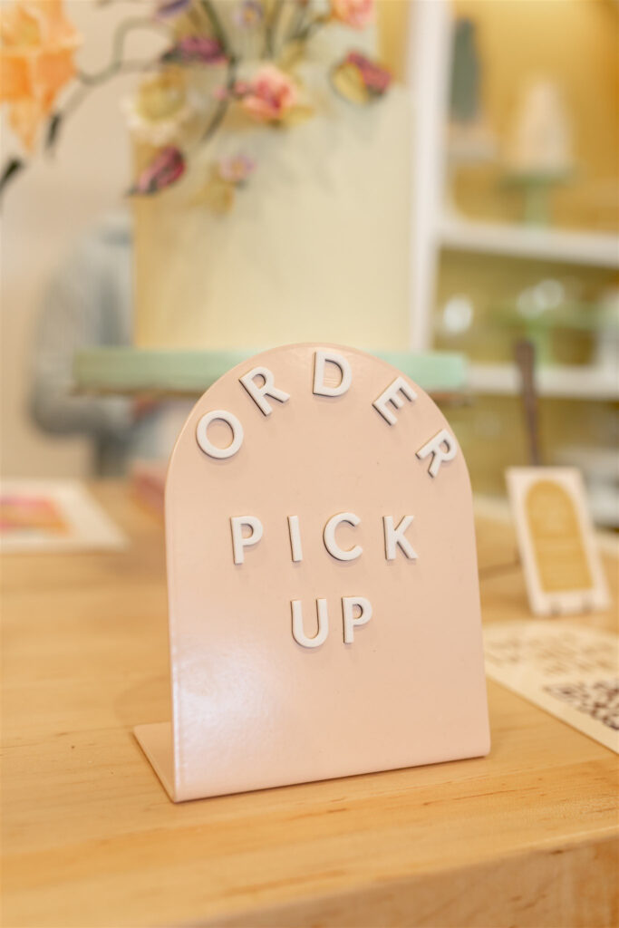 detail of order pick up sign on counter at sweet heather anne in ann arbor michigan